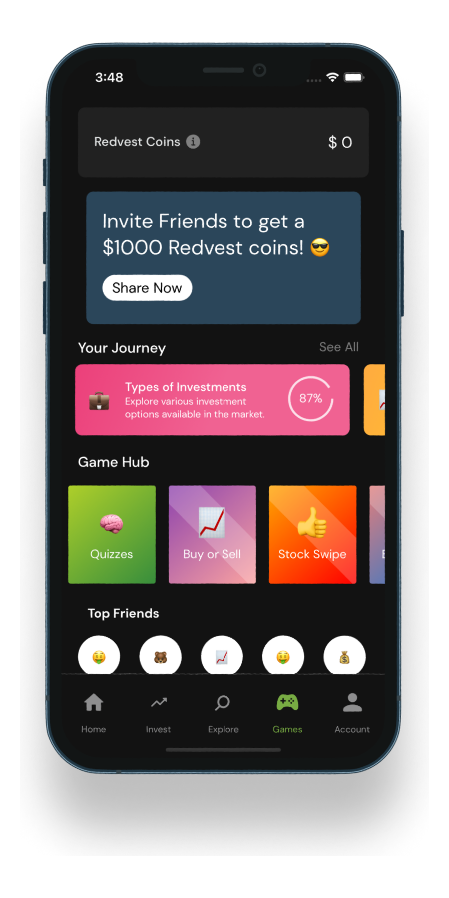 Redvest Game Hub screen