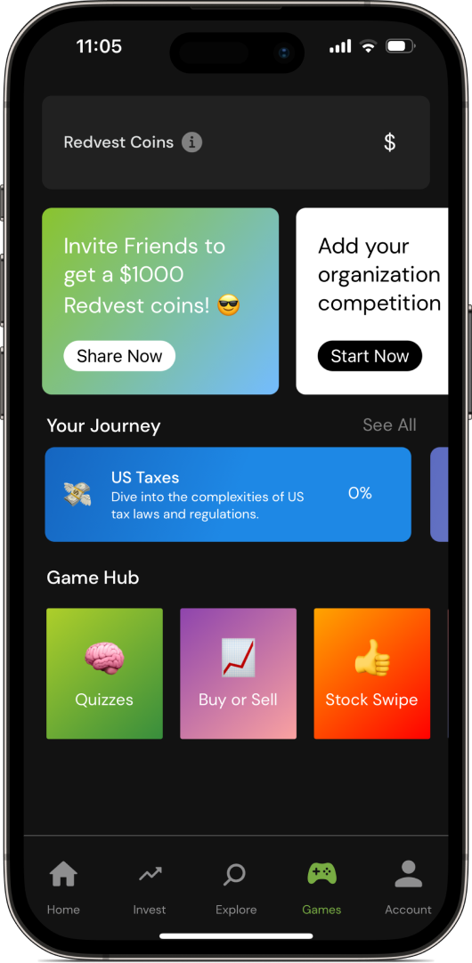 Redvest learning journey and educational game hub